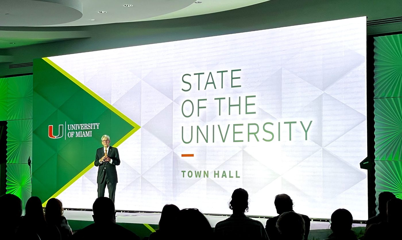 State of the University town hall production for the University of Miami by InFocus Audio Visual